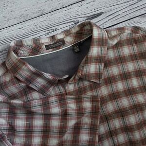 Toad&Co Mens Large Organic Cotton Short Sleeve Plaid Button Down Gorpcore Shirt